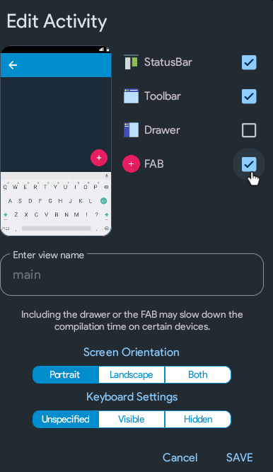 Enable FAB