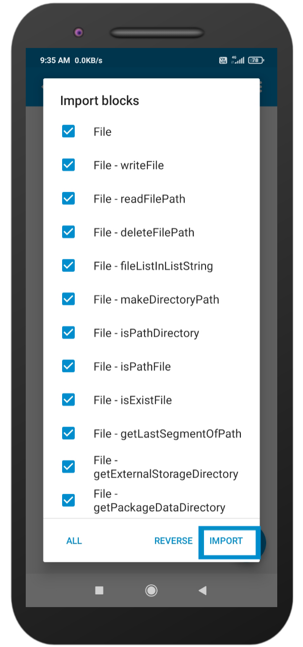 Importing block